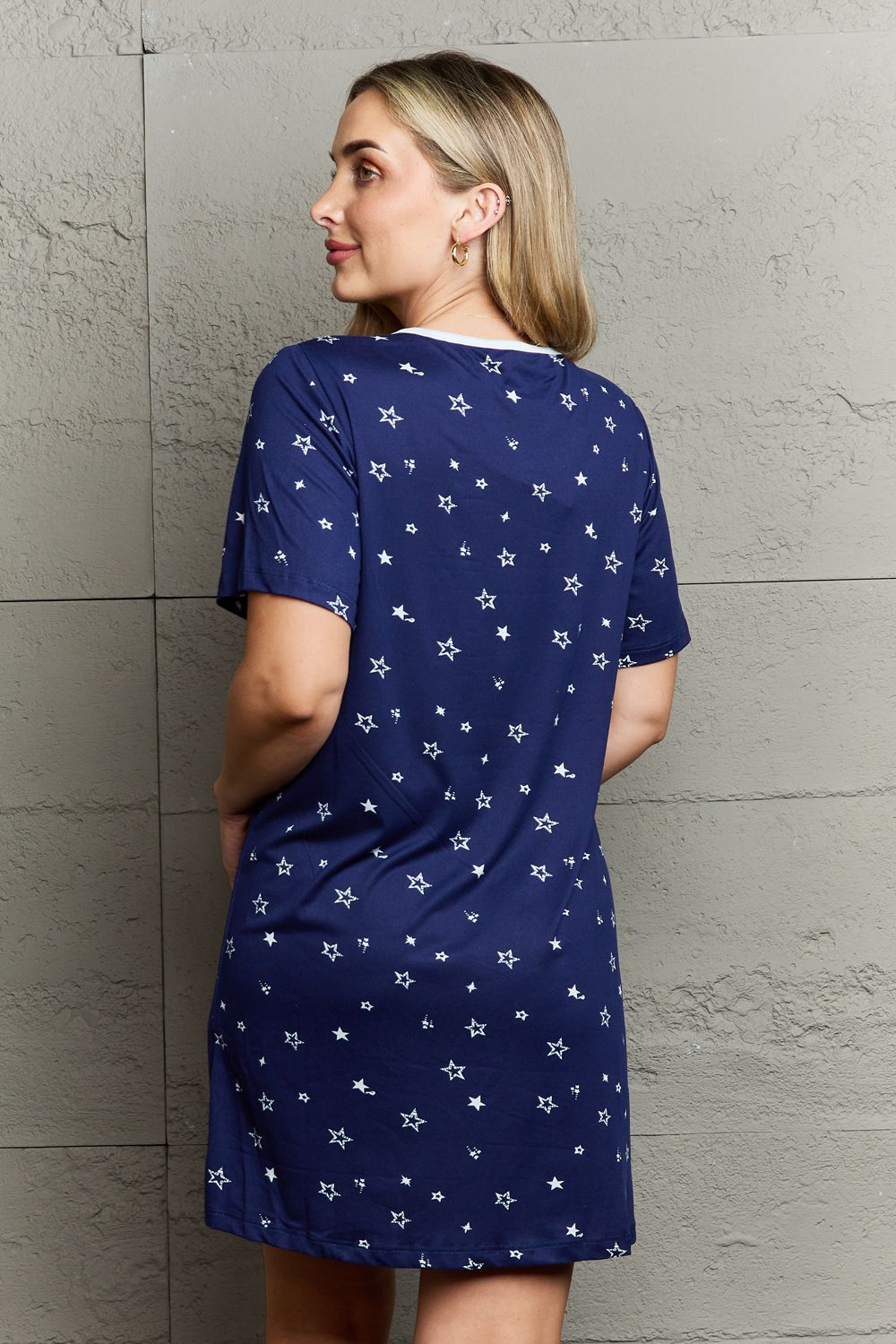 Moon Nite Quilted Quivers Button Down Sleepwear Dress