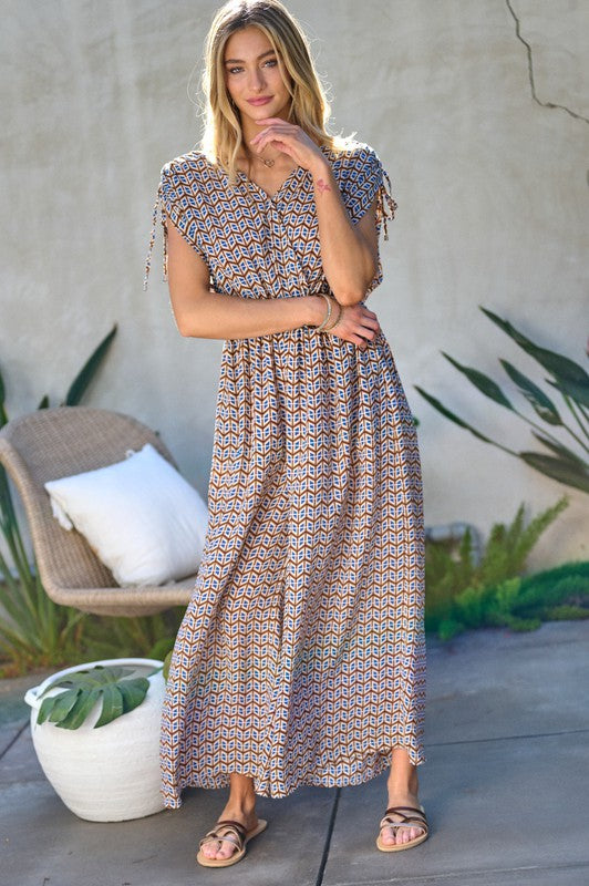 Printed V-Neck Sleeveless Jumpsuit - Bee Creek Apparel