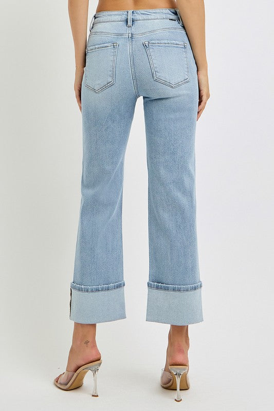 Pretty Ankle Straight Leg Cuffed Jeans