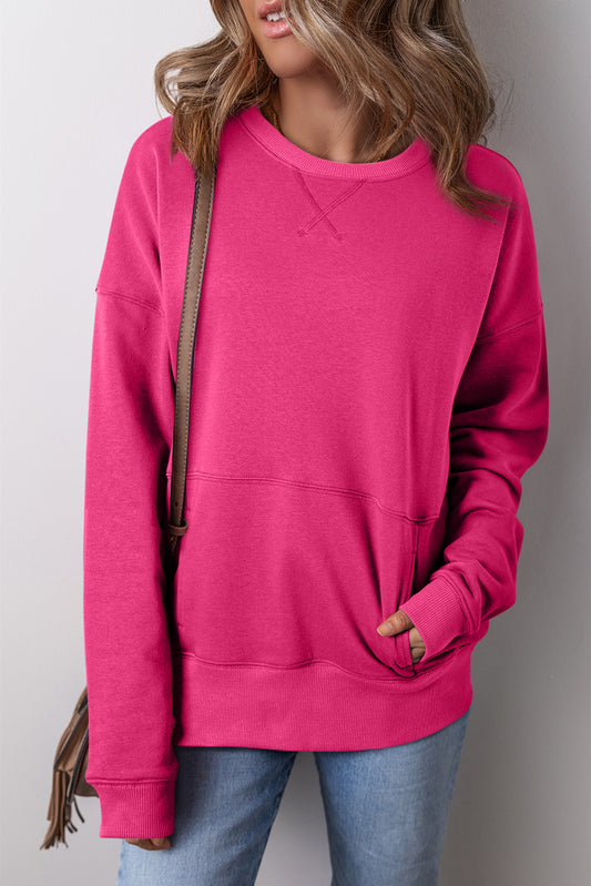 Vineyard Green Kangaroo Pocket Loose Fit Drop Shoulder Sweatshirt