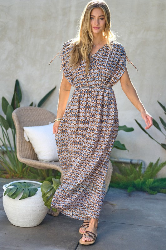 Printed V-Neck Sleeveless Jumpsuit - Bee Creek Apparel