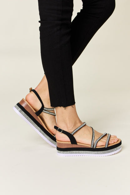 The Rhinestone Strappy Wedge Sandal