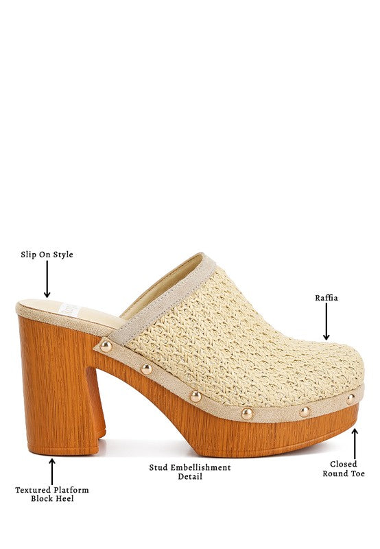 Throw Back Raffia Platform Clogs