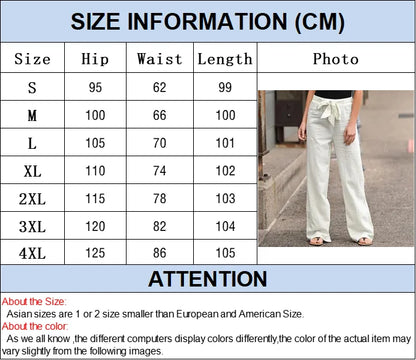 Summer Ready Solid Color Linen Full Length Pants With Belt