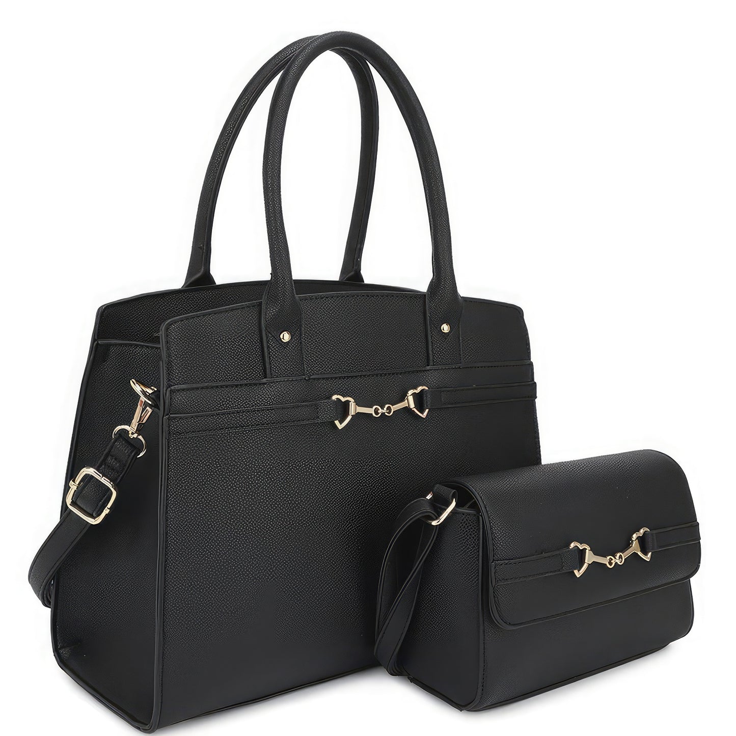 2-in-1 Matching Design Handle Satchel With Crossbody Bag