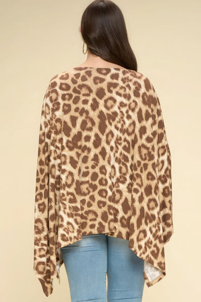 Animal Printed Rayon Span Poncho