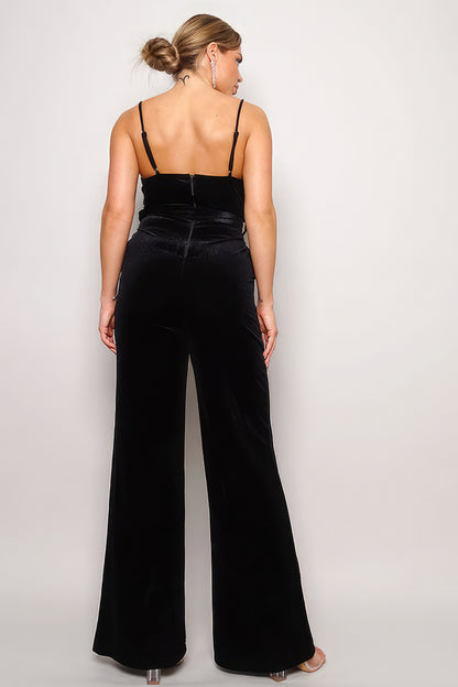 Timeless Fashion Never Ends in Our Rhinestone Belt Velvet Jumpsuit