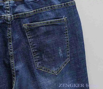 Draw String  Elastic Waist Frayed Hem Jeans