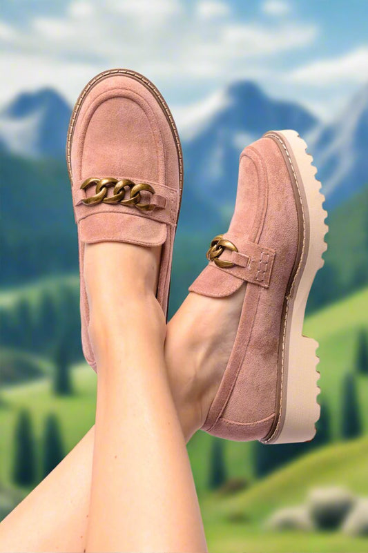 Literally Loafers in Blush Faux Suede