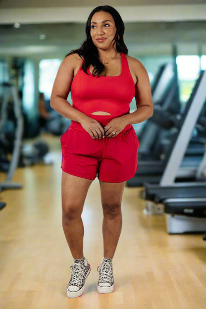 Raising Heart Rate Cutout Runsie In True Red