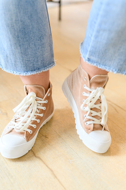 Run Me Down Velvet High Tops in Tan - Bee Creek Apparel
