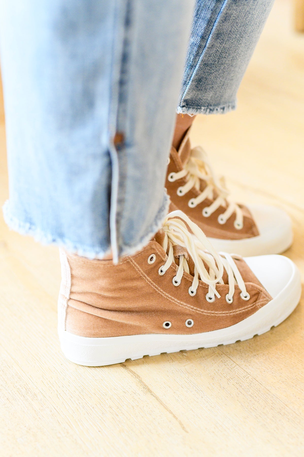 Run Me Down Velvet High Tops in Tan - Bee Creek Apparel