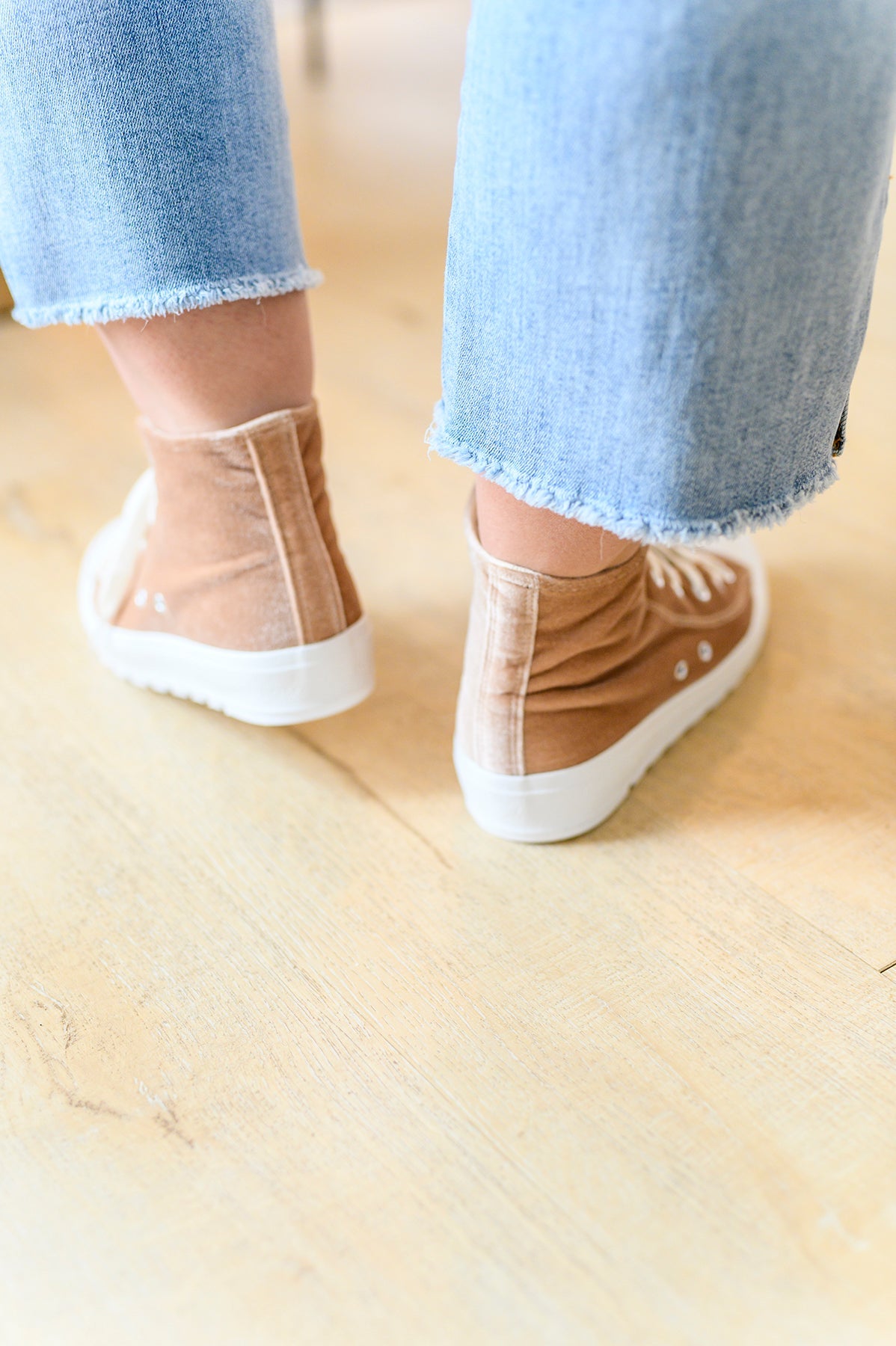 Run Me Down Velvet High Tops in Tan - Bee Creek Apparel