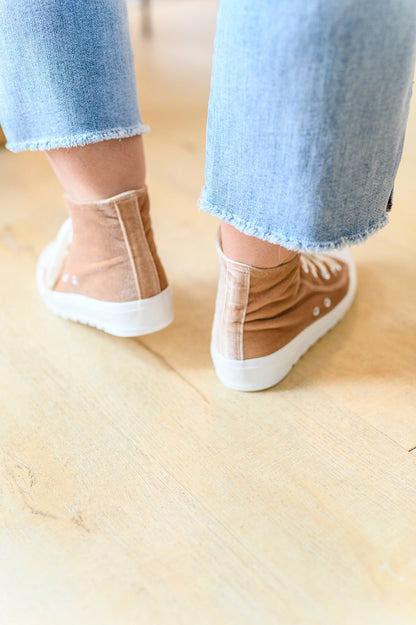 Run Me Down Velvet High Tops in Tan - Bee Creek Apparel
