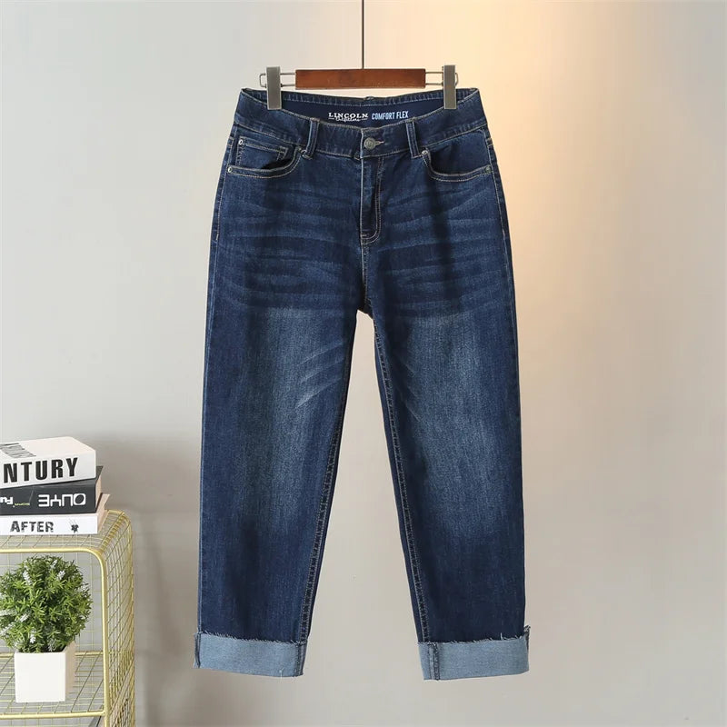 Denim Straight Leg With Frayed Cuff Pants