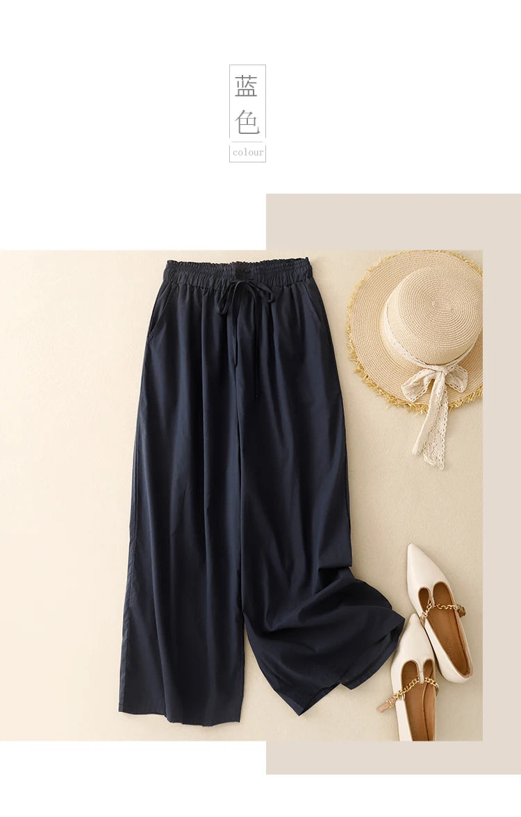 Summer Simple Style Wide Leg Ankle-length Pants