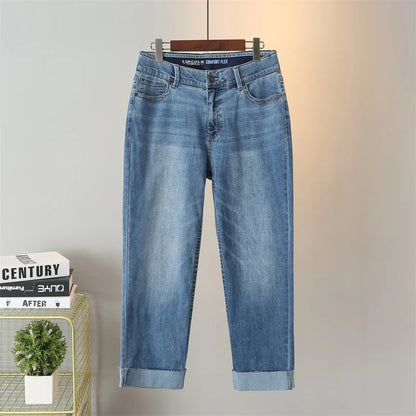 Denim Straight Leg With Frayed Cuff Pants