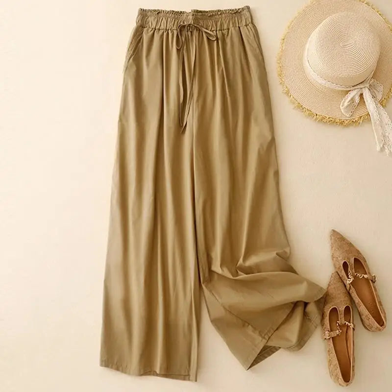 Summer Simple Style Wide Leg Ankle-length Pants