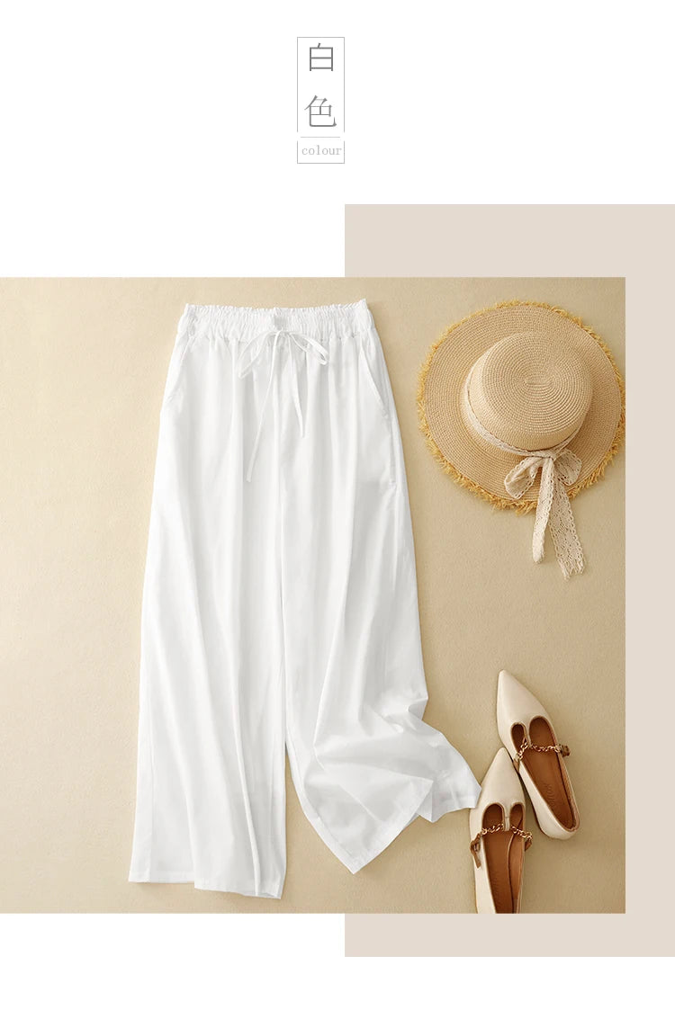 Summer Simple Style Wide Leg Ankle-length Pants