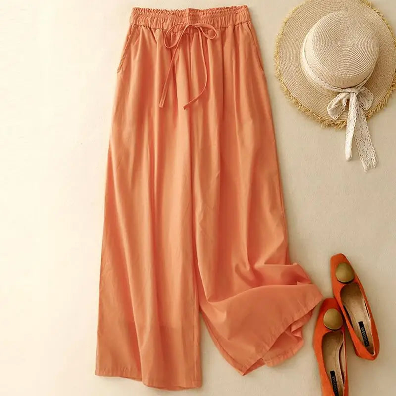 Summer Simple Style Wide Leg Ankle-length Pants