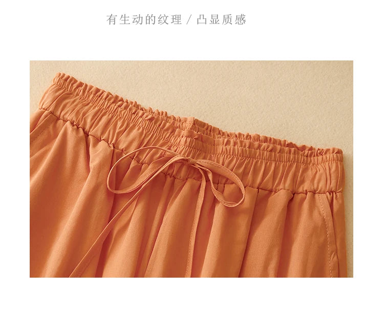 Summer Simple Style Wide Leg Ankle-length Pants