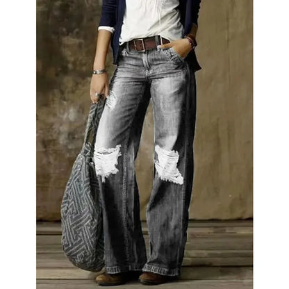 Distressed Denim Casual Fit Jeans