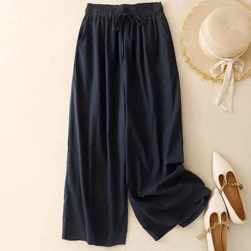 Summer Simple Style Wide Leg Ankle-length Pants