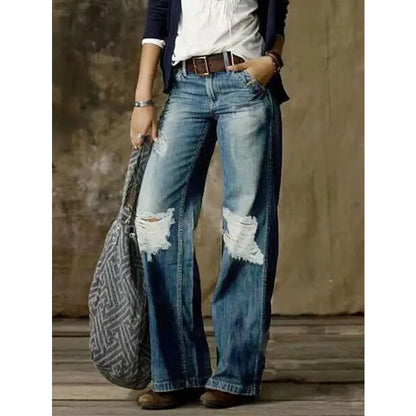 Distressed Denim Casual Fit Jeans