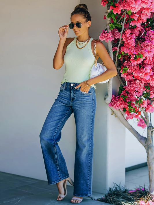 Women's Casual Stretch Loose Straight Leg Jeans