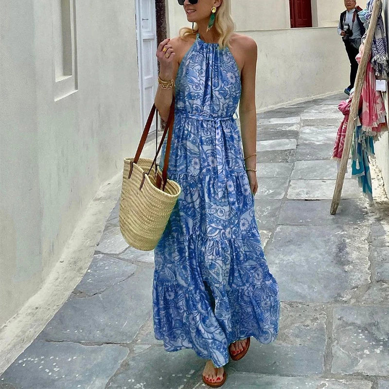 Boho Halter Neck Summer Maxi Dress