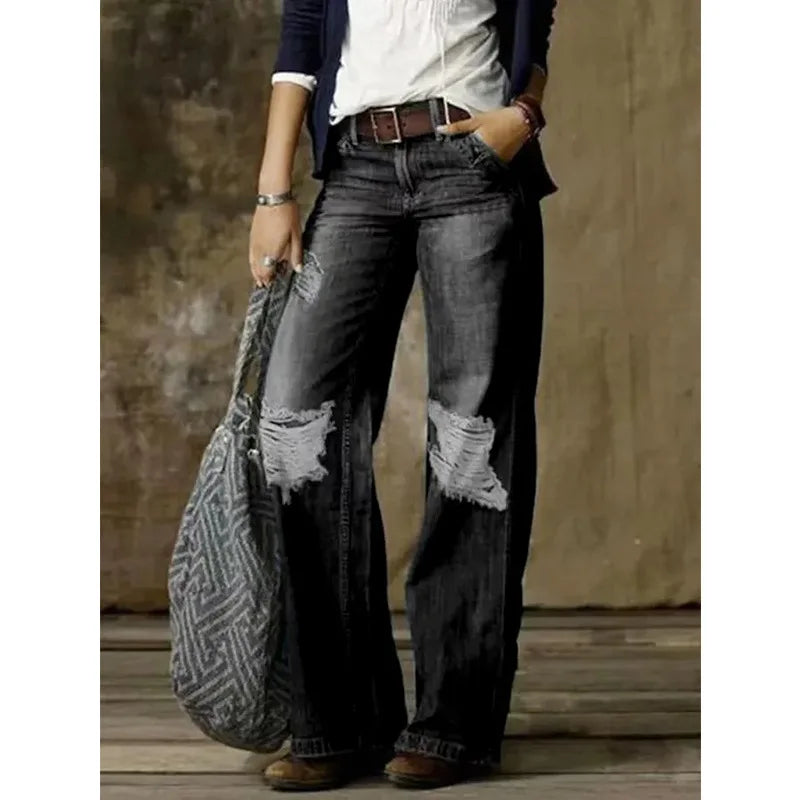 Distressed Denim Casual Fit Jeans