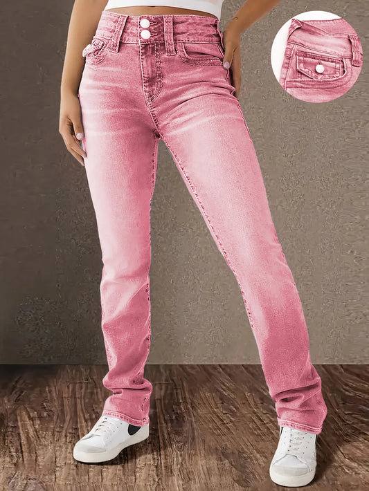 Women's Stretch Pink Wash, Low-Rise Slim Fit Denim With Hip Lift Effect