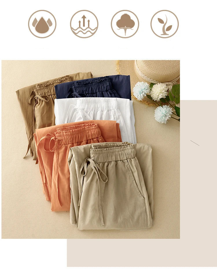 Summer Simple Style Wide Leg Ankle-length Pants