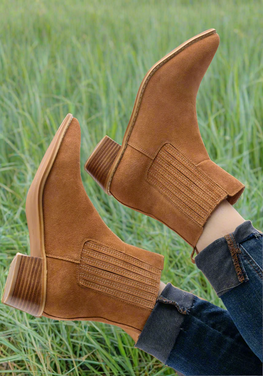 Leonor Suede Ankle Boot in Tan