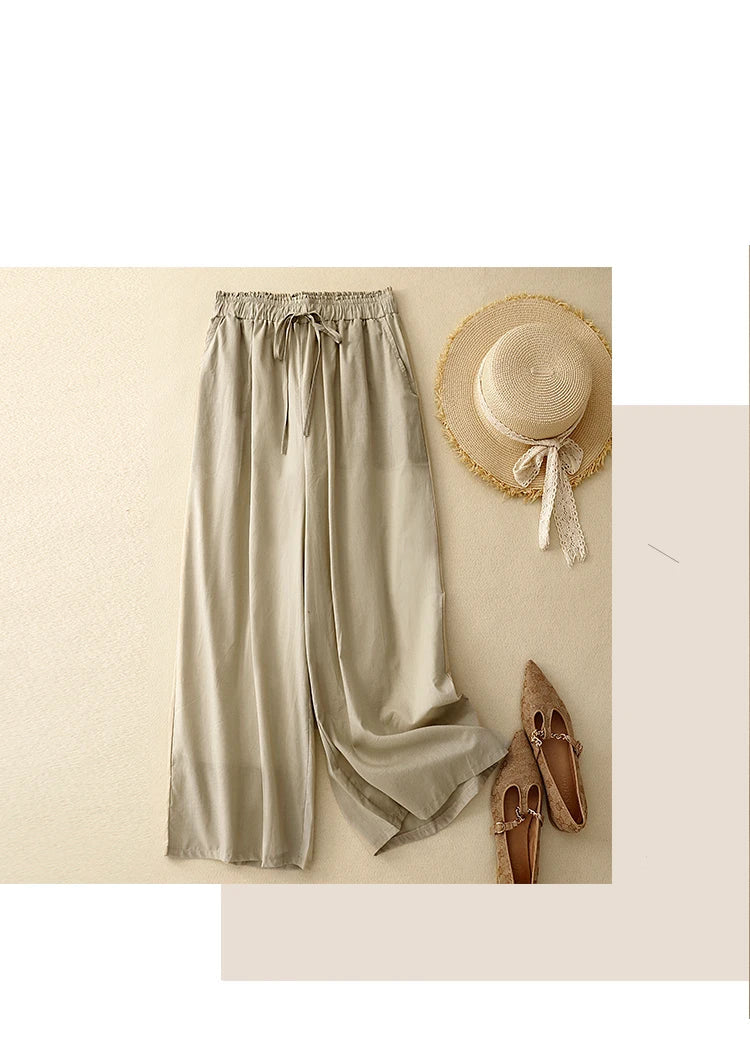 Summer Simple Style Wide Leg Ankle-length Pants