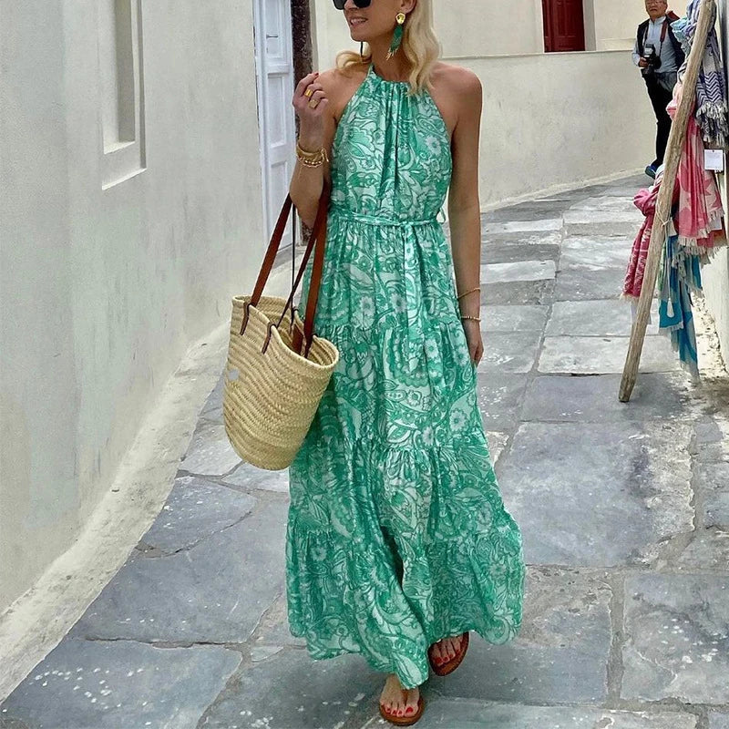 Boho Halter Neck Summer Maxi Dress