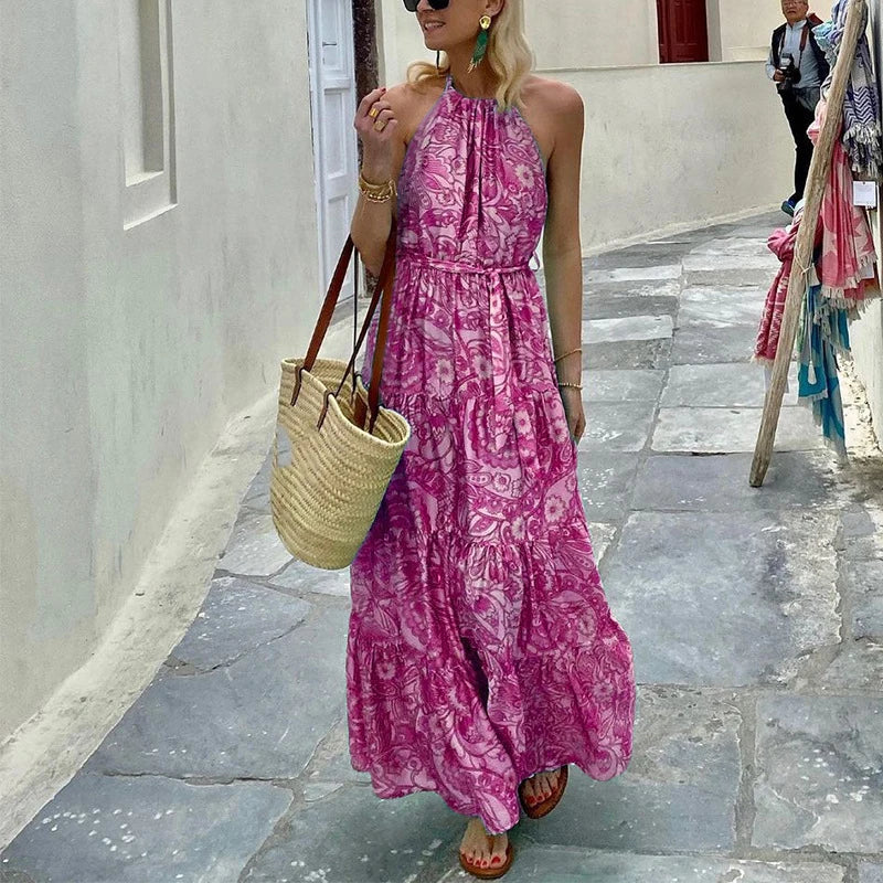 Boho Halter Neck Summer Maxi Dress