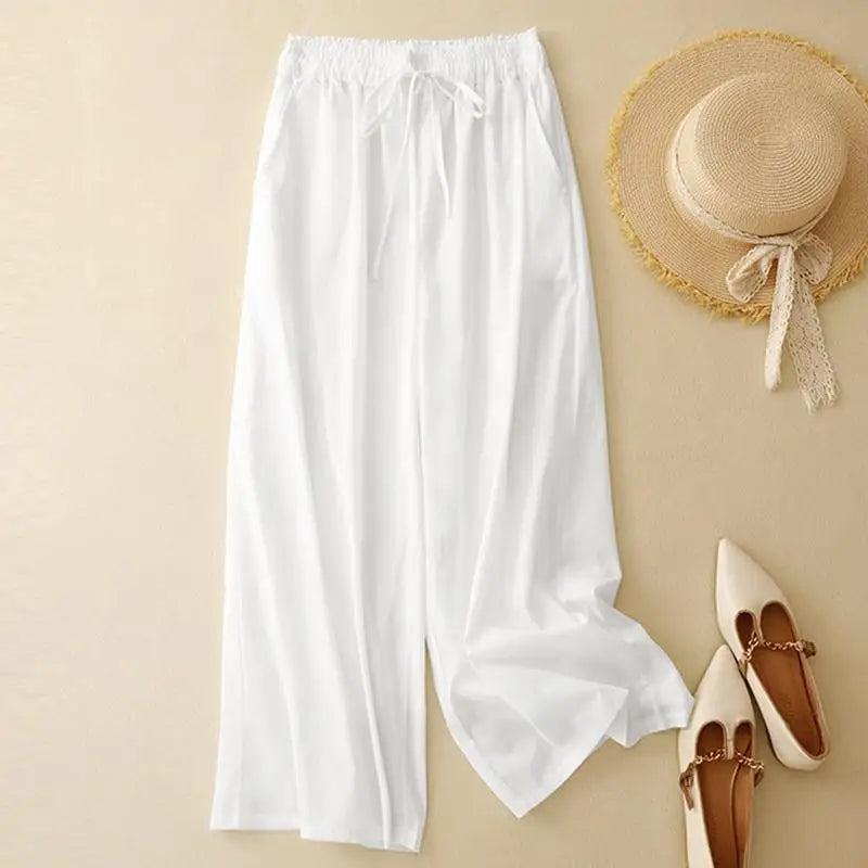 Summer Simple Style Wide Leg Ankle-length Pants