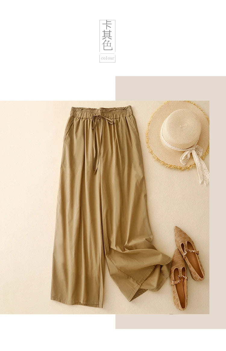 Summer Simple Style Wide Leg Ankle-length Pants