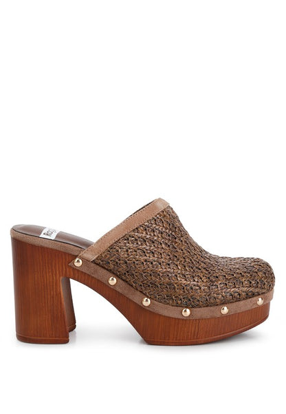 Throw Back Raffia Platform Clogs