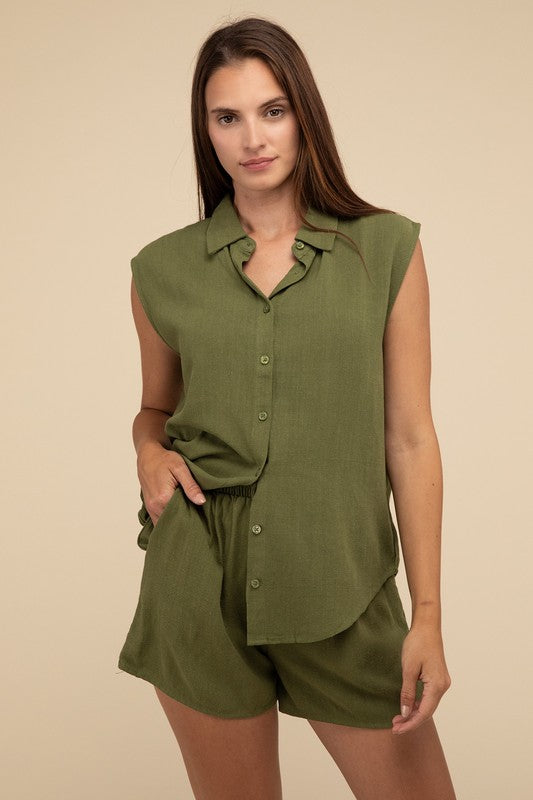 Elevate Your Summer Style With Linen Shirt and Shorts Set - Bee Creek Apparel