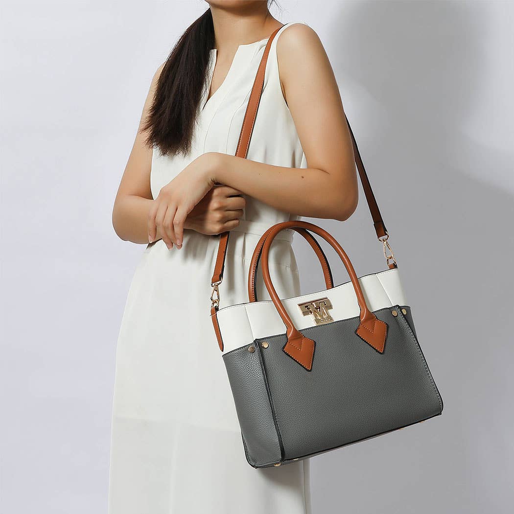 MKF Collection by Mia K - Brynlee Color-Block Vegan Leather Women’s Tote Bag includes Wallet