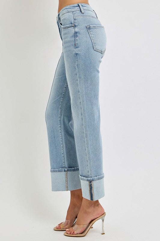 Pretty Ankle Straight Leg Cuffed Jeans