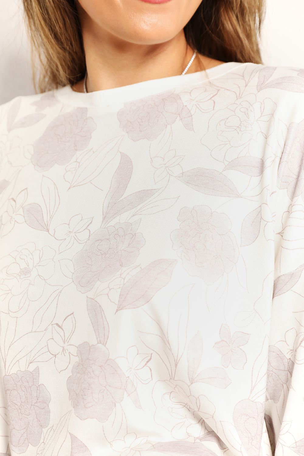 Ladies Floral Long Sleeve Top and Shorts Loungewear Set - Bee Creek Apparel