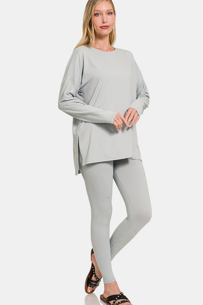 Zenana Full Size Brushed Microfiber Top and Leggings Lounge Set - Bee Creek Apparel