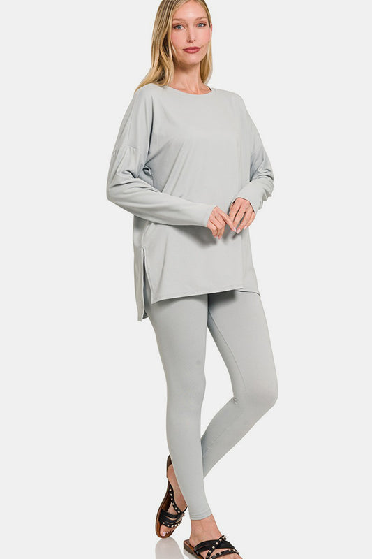 Zenana Full Size Brushed Microfiber Top and Leggings Lounge Set - Bee Creek Apparel
