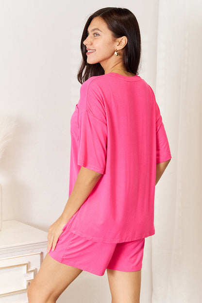 Basic Bae Soft Rayon Half Sleeve Top and Shorts Set - Bee Creek Apparel