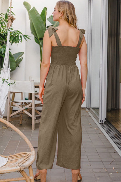 The Bodice Smocked Sleeveless Jumpsuit Combines Style And Comfort - Bee Creek Apparel
