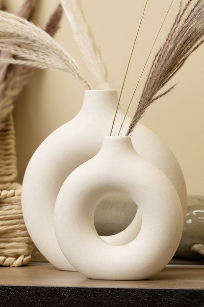 Modern Ceramic Round Vase - 2 pcs/set