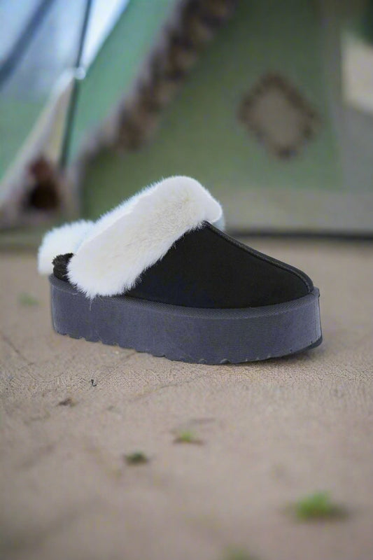 Weeboo Thick Bottom Fur Trim Snow Slippers